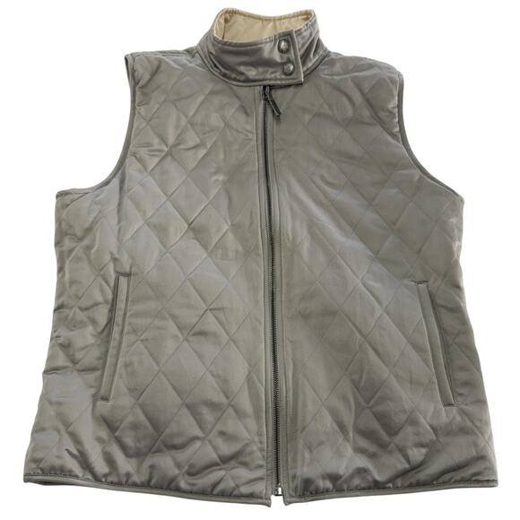 Ralph Lauren Vest Womens Medium Cream Grey Quilted Reversible Outdoors‎ Layers - Picture 2 of 9